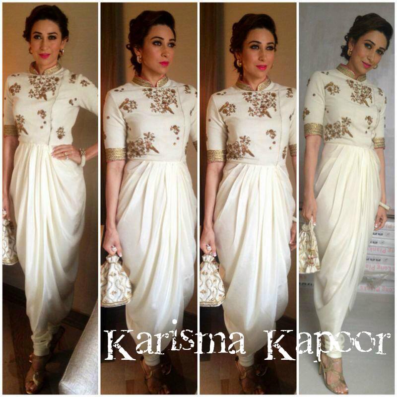 Buy Karisma Kapoor Cream Georgette Plazo Suit (Karishma 7 - 5156) by Ronak  - VastraVatika.com